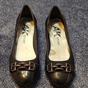 Anne Klein Black Flats with Silver Accents